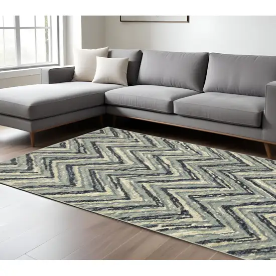 Gray and Ivory Geometric Power Loom Area Rug Photo 1