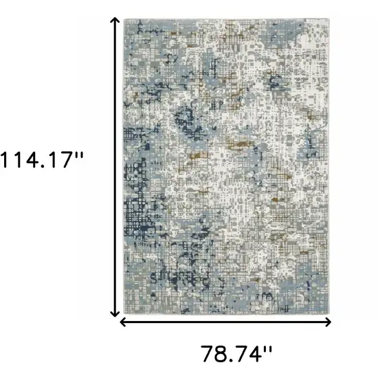 Blue Ivory Grey Brown Beige And Light Blue Abstract Power Loom Stain Resistant Area Rug Photo 9