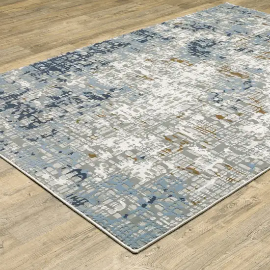 Blue Ivory Grey Brown Beige And Light Blue Abstract Power Loom Stain Resistant Area Rug Photo 5