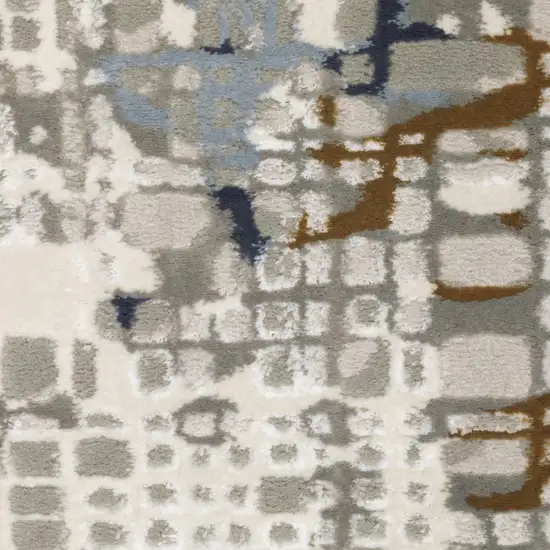 Blue Ivory Grey Brown Beige And Light Blue Abstract Power Loom Stain Resistant Area Rug Photo 9