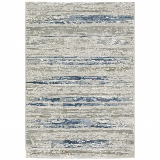 Blue Ivory Grey Light Blue And Brown Abstract Power Loom Stain Resistant Area Rug Photo 1