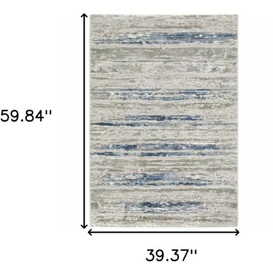 Blue Ivory Grey Light Blue And Brown Abstract Power Loom Stain Resistant Area Rug Photo 10