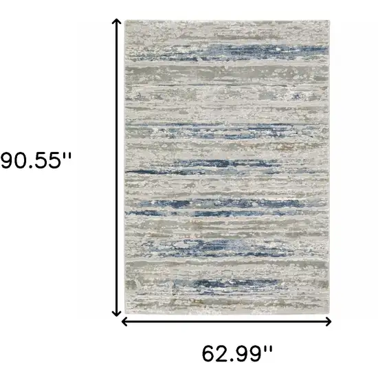 Blue Ivory Grey Light Blue And Brown Abstract Power Loom Stain Resistant Area Rug Photo 10