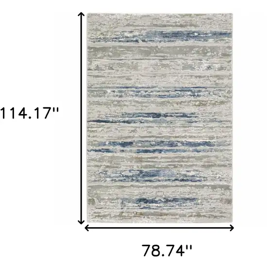 Blue Ivory Grey Light Blue And Brown Abstract Power Loom Stain Resistant Area Rug Photo 10