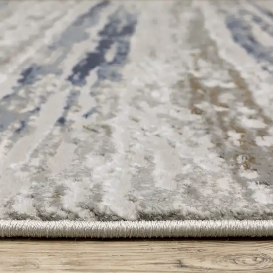 Blue Ivory Grey Light Blue And Brown Abstract Power Loom Stain Resistant Area Rug Photo 9