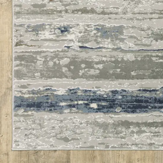 Blue Ivory Grey Light Blue And Brown Abstract Power Loom Stain Resistant Area Rug Photo 7