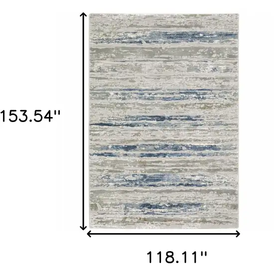 Blue Ivory Grey Light Blue And Brown Abstract Power Loom Stain Resistant Area Rug Photo 10