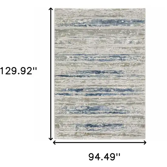 Blue Ivory Grey Light Blue And Brown Abstract Power Loom Stain Resistant Area Rug Photo 9