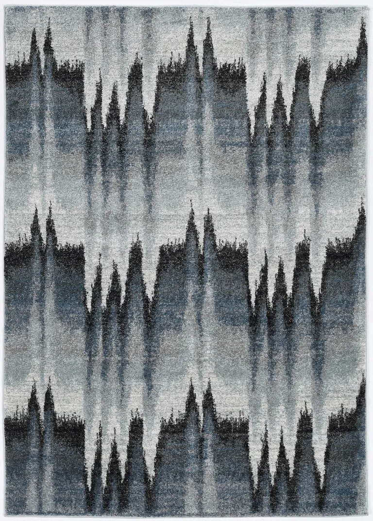 Blue Ivory Machine Woven Abstract Pulse Area Rug Photo 2