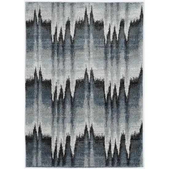 Blue Ivory Machine Woven Abstract Pulse Area Rug Photo 2