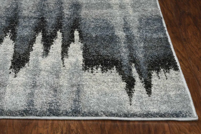 Blue Ivory Machine Woven Abstract Pulse Area Rug Photo 3