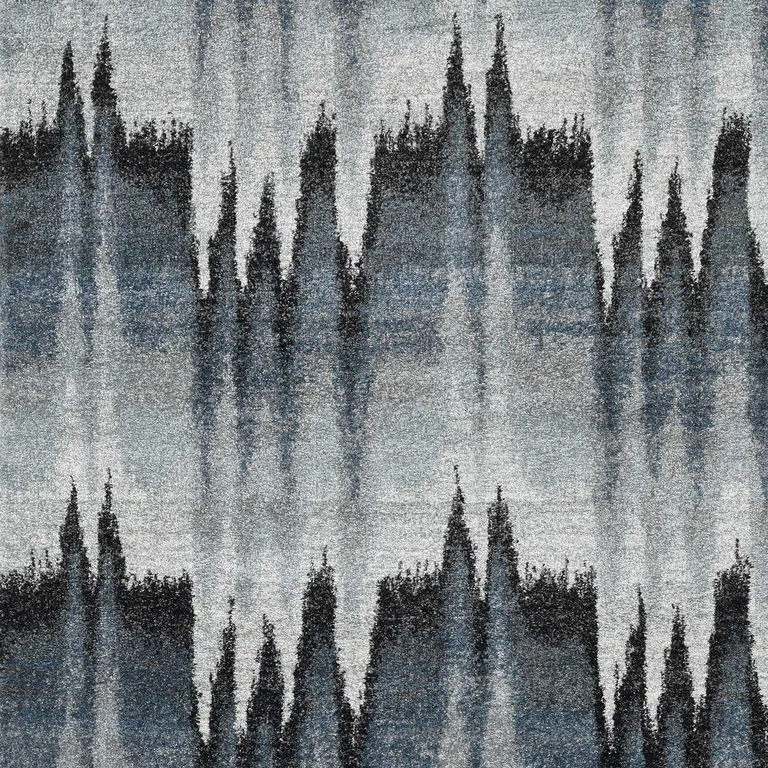 Blue Ivory Machine Woven Abstract Pulse Area Rug Photo 1