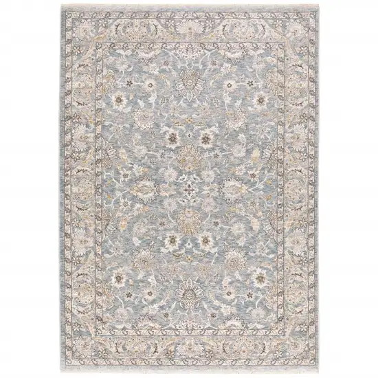 Blue Ivory Machine Woven Floral Oriental Indoor Area Rug Photo 2