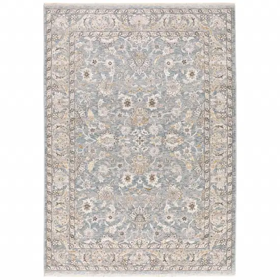 Blue Ivory Machine Woven Floral Oriental Indoor Area Rug Photo 1