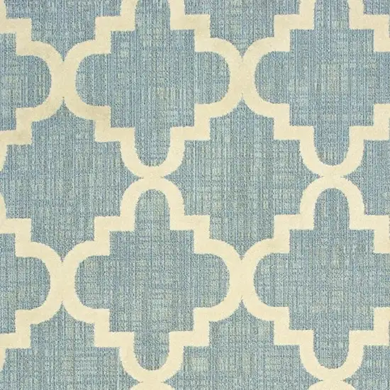 Blue Ivory Machine Woven Geometric Indoor or Outdoor Area Rug Photo 4