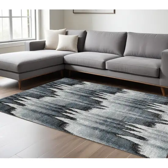 Ivory Blue and Gray Abstract Area Rug Photo 1