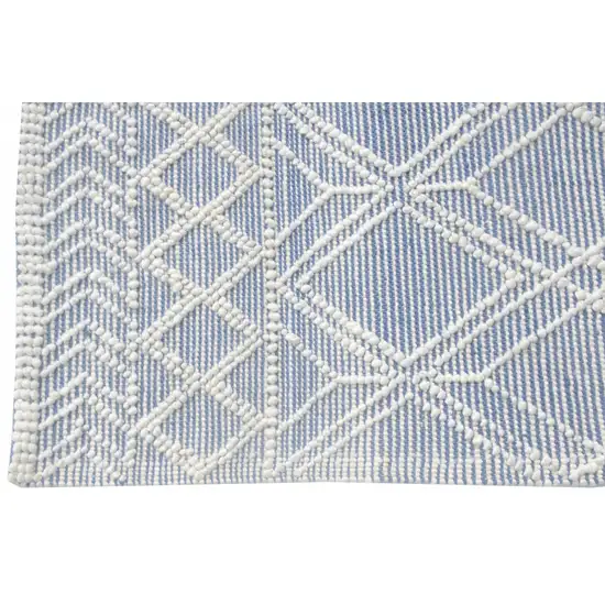 Blue Ivory Tribal Geometric Pattern Area Rug Photo 2