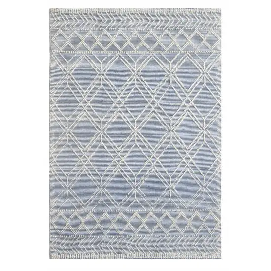 Blue Ivory Tribal Geometric Pattern Area Rug Photo 1