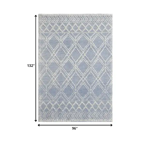 Blue Ivory Tribal Geometric Pattern Area Rug Photo 5