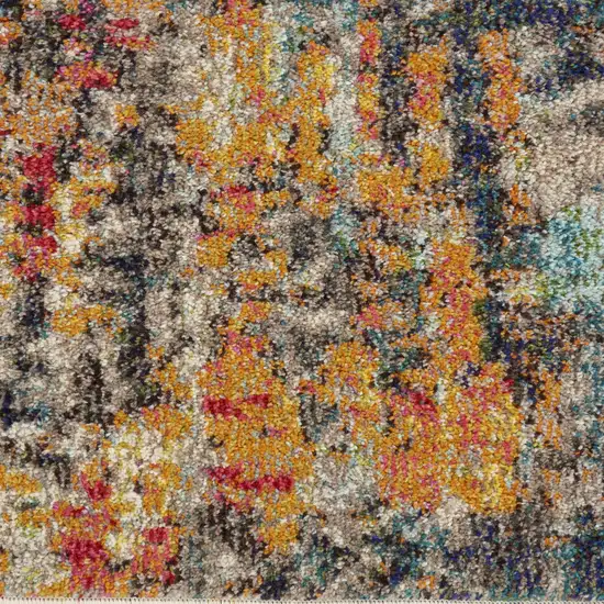 Blue Ivory and Orange Abstract Non Skid Area Rug Photo 5