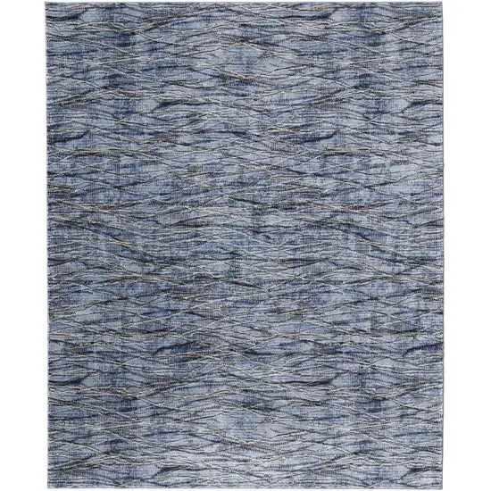 Blue Ivory and Tan Abstract Power Loom Area Rug Photo 2