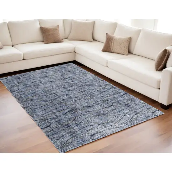 Blue Ivory and Tan Abstract Power Loom Area Rug Photo 1