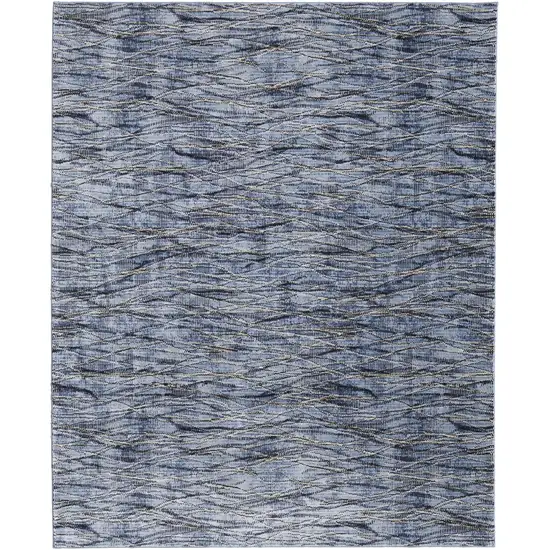 Blue Ivory and Tan Abstract Power Loom Area Rug Photo 6