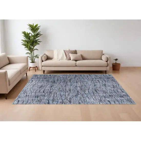 Blue Ivory and Tan Abstract Power Loom Area Rug Photo 1