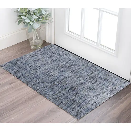 Blue Ivory and Tan Abstract Power Loom Area Rug Photo 1