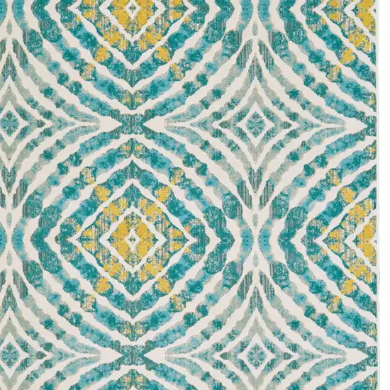 Blue Ivory and Yellow Abstract Power Loom Area Rug Photo 6