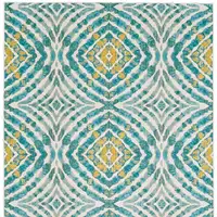 Photo of Blue Ivory and Yellow Abstract Power Loom Area Rug