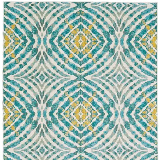 Blue Ivory and Yellow Abstract Power Loom Area Rug Photo 5