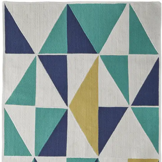 Blue Ivory and Yellow Geometric Power Loom Area Rug Photo 4