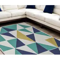 Photo of Blue Ivory and Yellow Geometric Power Loom Area Rug