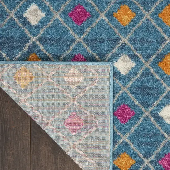 Blue And Orange Geometric Dhurrie Area Rug Photo 4