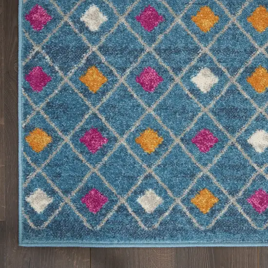 Blue And Orange Geometric Dhurrie Area Rug Photo 3