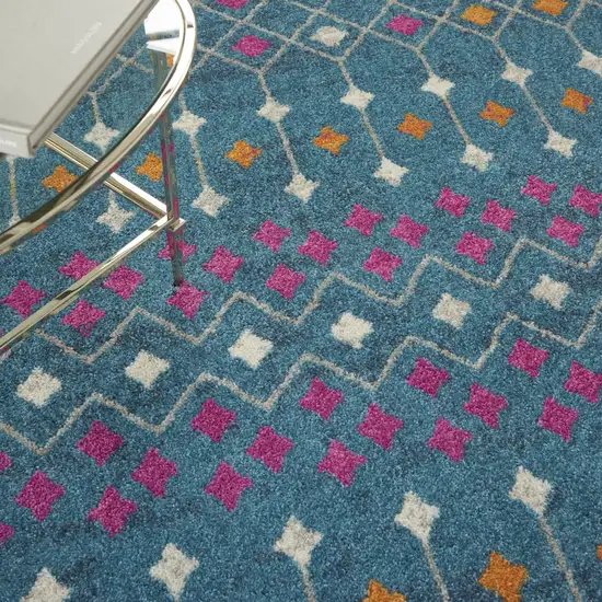 Blue And Orange Geometric Dhurrie Area Rug Photo 7