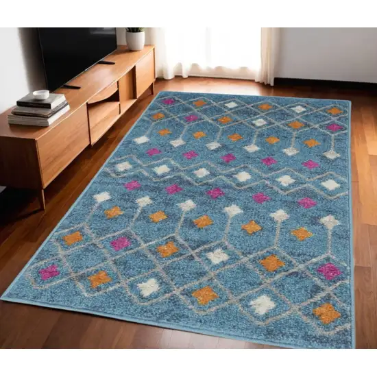 Blue And Orange Geometric Area Rug Photo 2