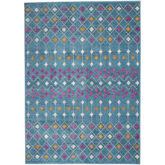 Blue And Orange Geometric Dhurrie Area Rug Photo 9