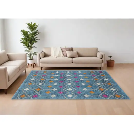 Blue And Orange Geometric Area Rug Photo 2