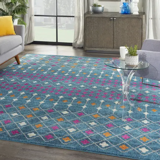 Blue And Orange Geometric Area Rug Photo 8