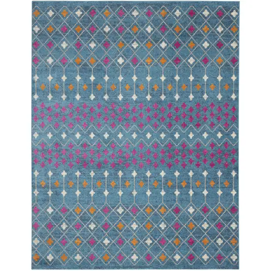 Blue And Orange Geometric Dhurrie Area Rug Photo 9