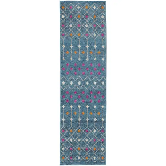 Blue Jewels Geometric Runner Rug Photo 1