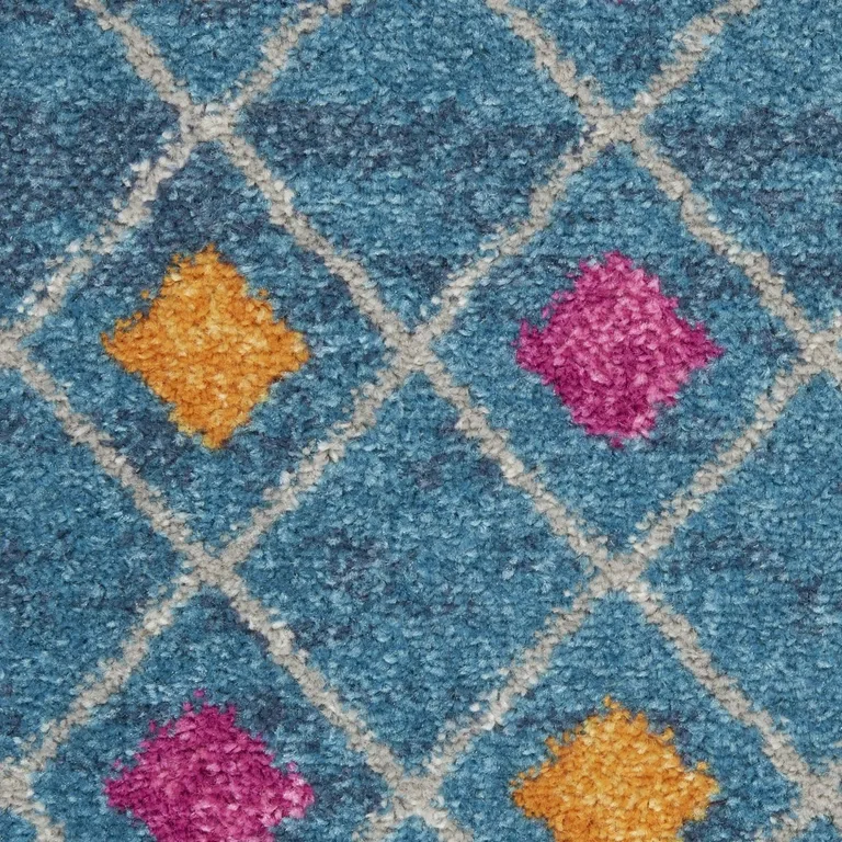 Blue Jewels Geometric Runner Rug Photo 3