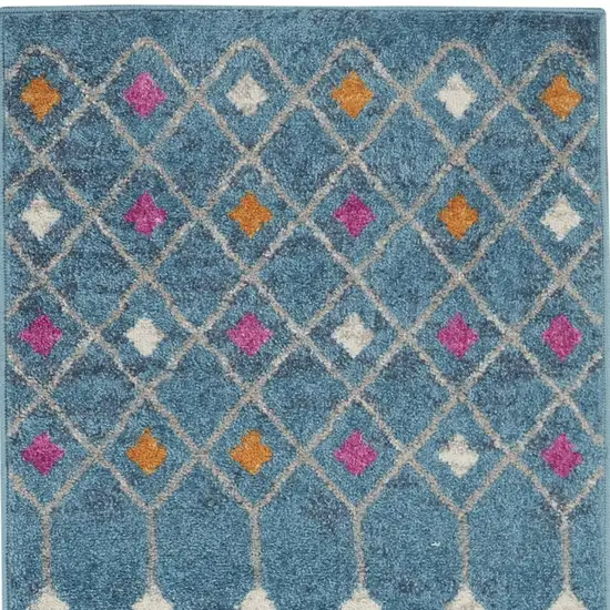 Blue Jewels Geometric Runner Rug Photo 8