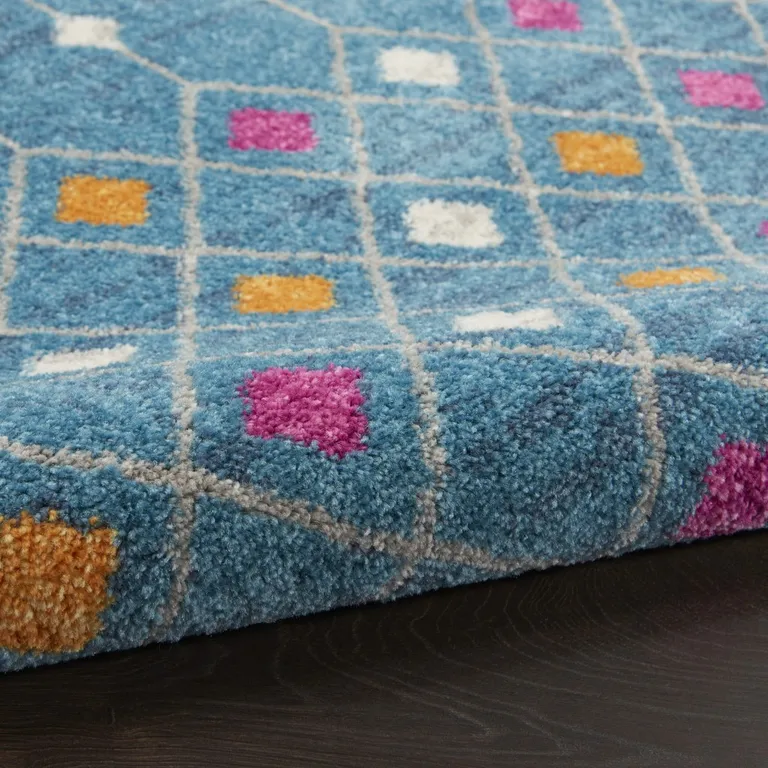 Blue Jewels Geometric Runner Rug Photo 5