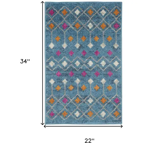 Blue And Orange Geometric Dhurrie Area Rug Photo 8