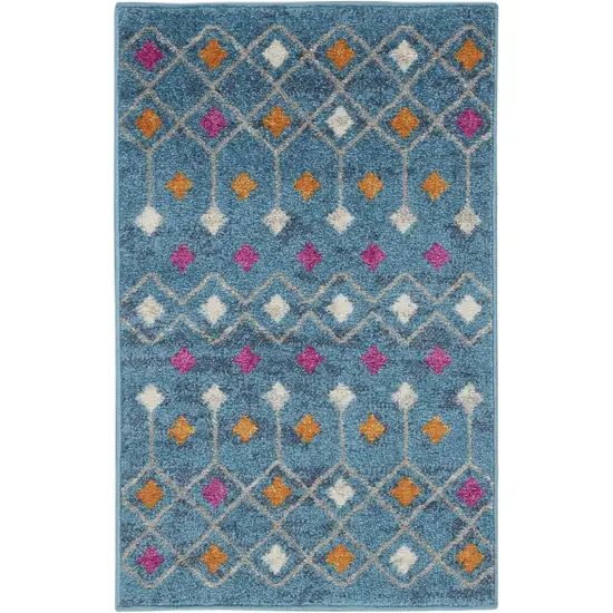 Blue And Orange Geometric Area Rug Photo 1