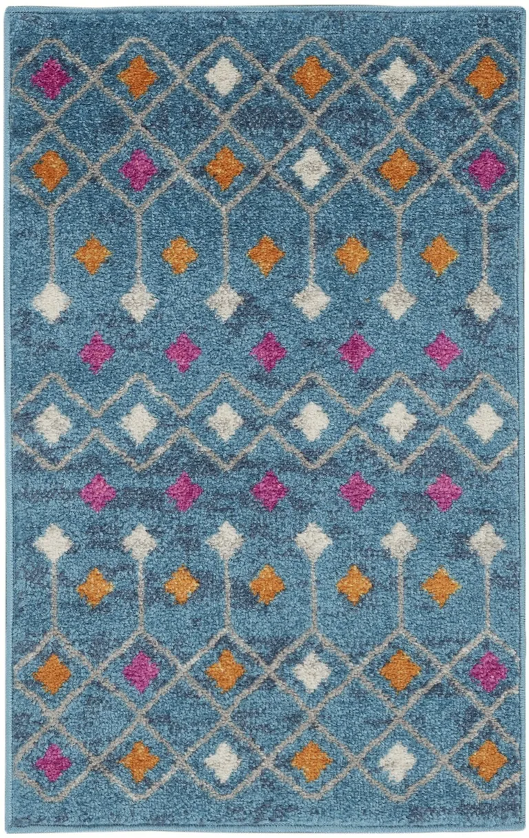 Blue Jewels Geometric Scatter Rug Photo 5