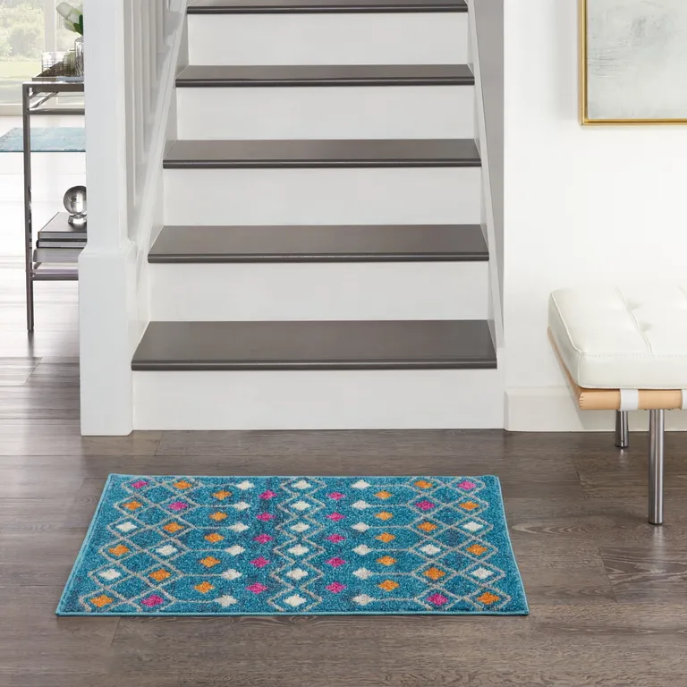 Blue Jewels Geometric Scatter Rug Photo 4